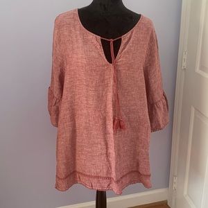 Tahari top, tie-front, v-neck, size 1X